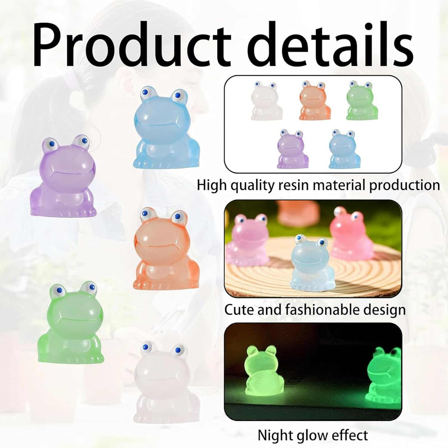 (7er Set) 16mm Fluoreszierende Frosch Figuren Leuchtende Mini Fröschchen Garten Deko - Assortiert