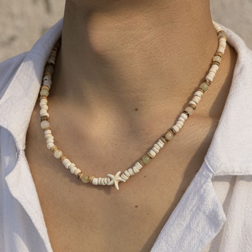 Gretlyn - Witte schelp zeester kralen ketting