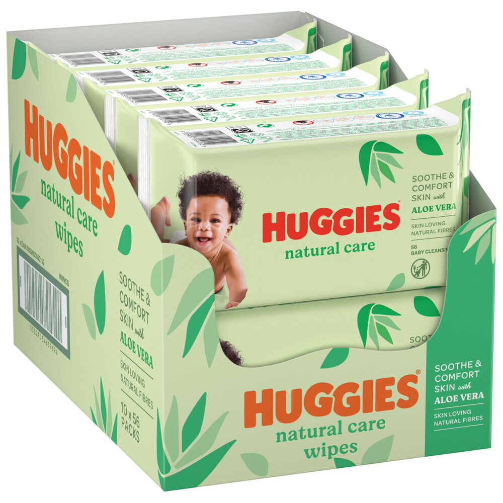 10x Huggies Billendoekjes Natural Care10x56= 560 stuks