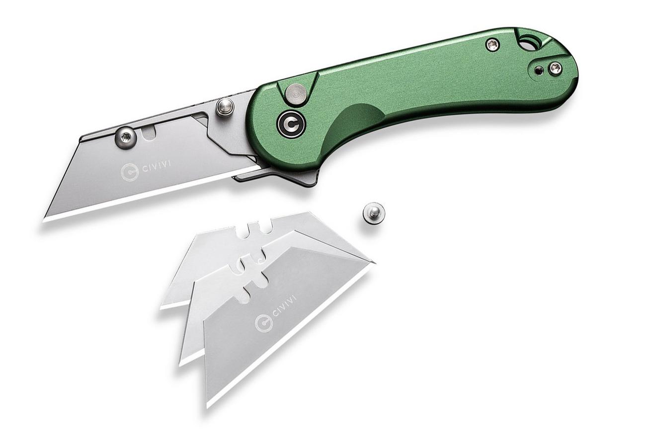 Civivi Elementum Utility C23039B-3 Green Aluminum, Stonewashed Blade Holder, Plain 6Cr Blade utility zakmes