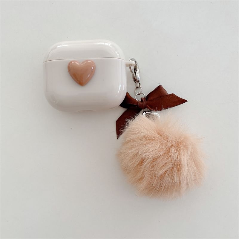 VanDi - Hartvormig lint met pompon voor AirPods / Pro-oortelefoonhoesje
