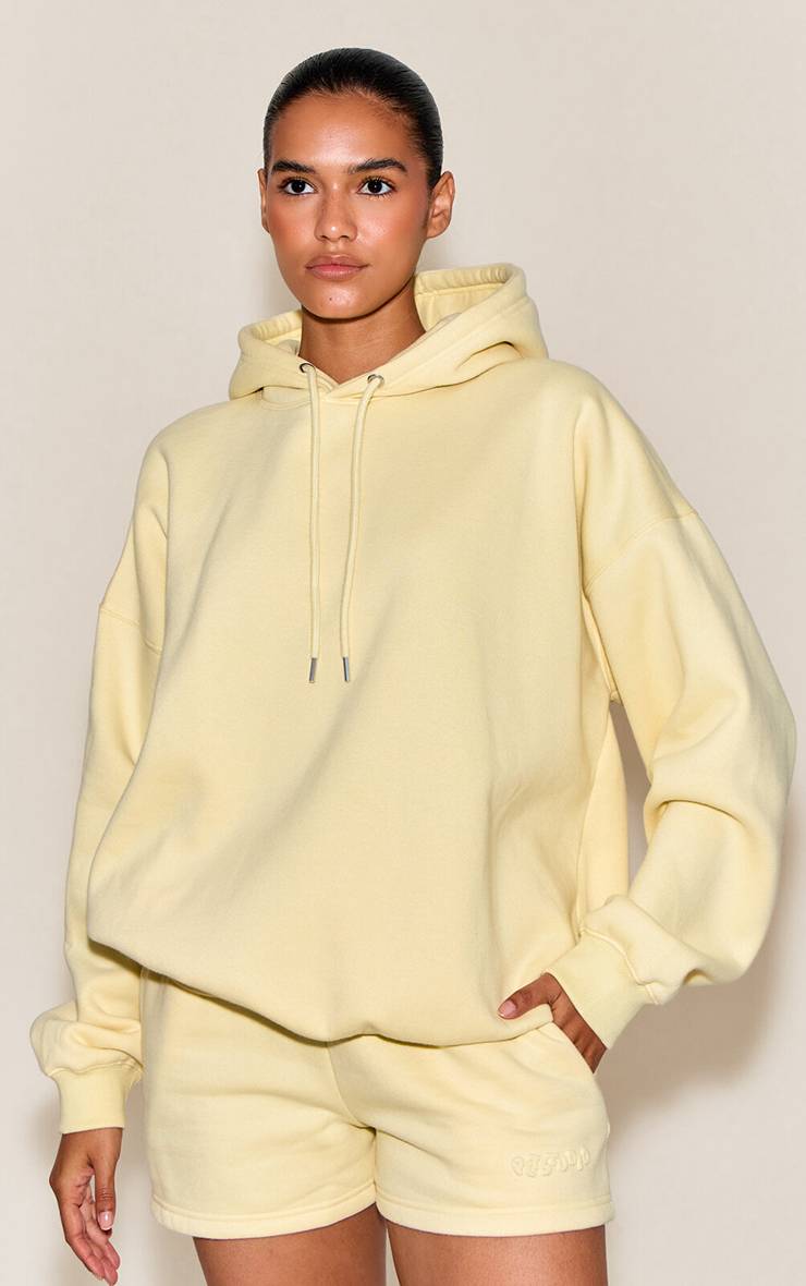 Pale Yellow Sweat À Casynthétiqueche Oversize Brodé En Relief Plt Studio