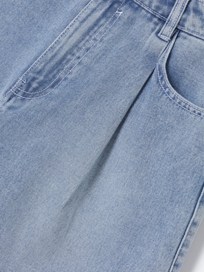Bermuda jeans com pregas - Azul índigo claro