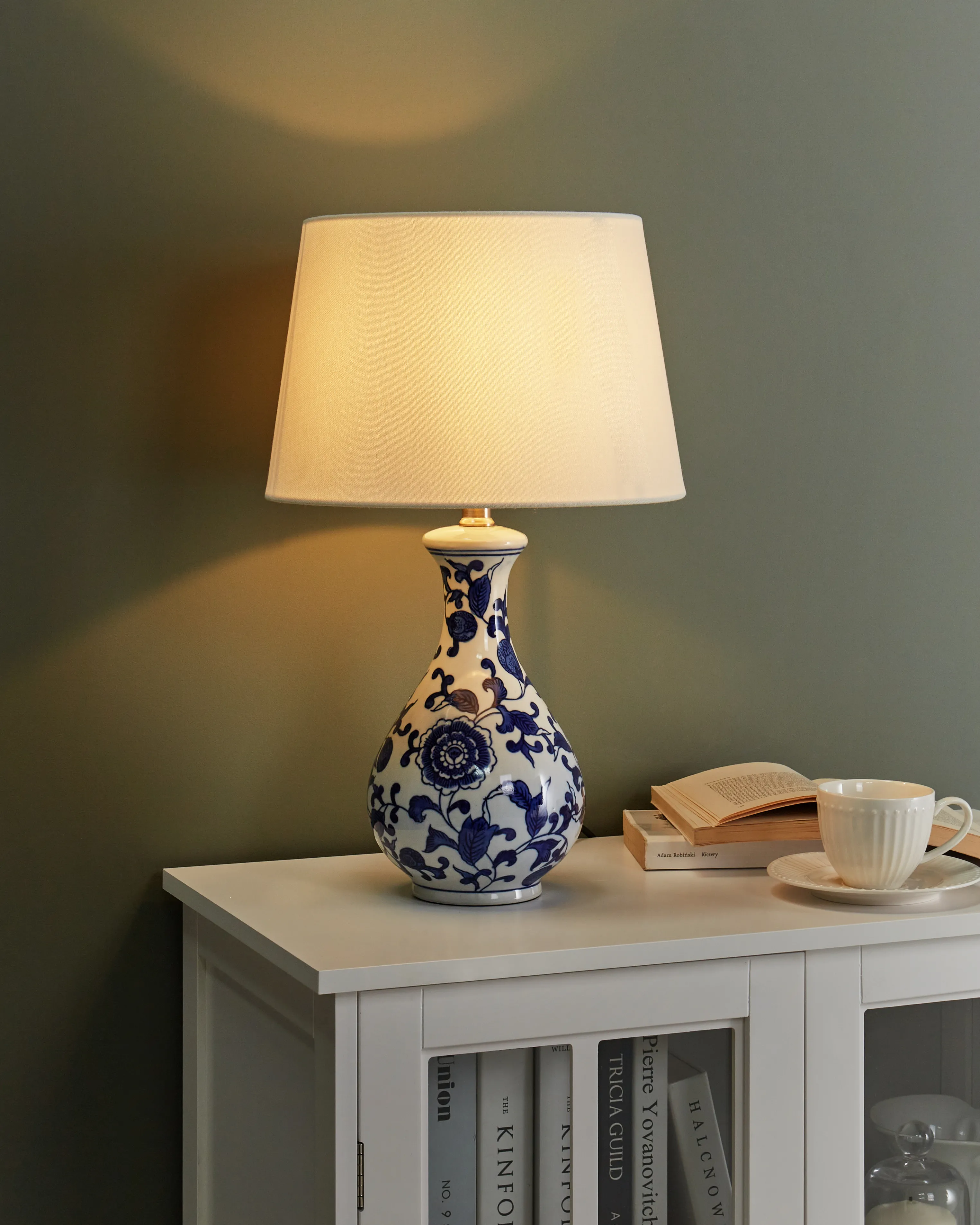 Tafellamp CARMEN Porselein Wit/blauw