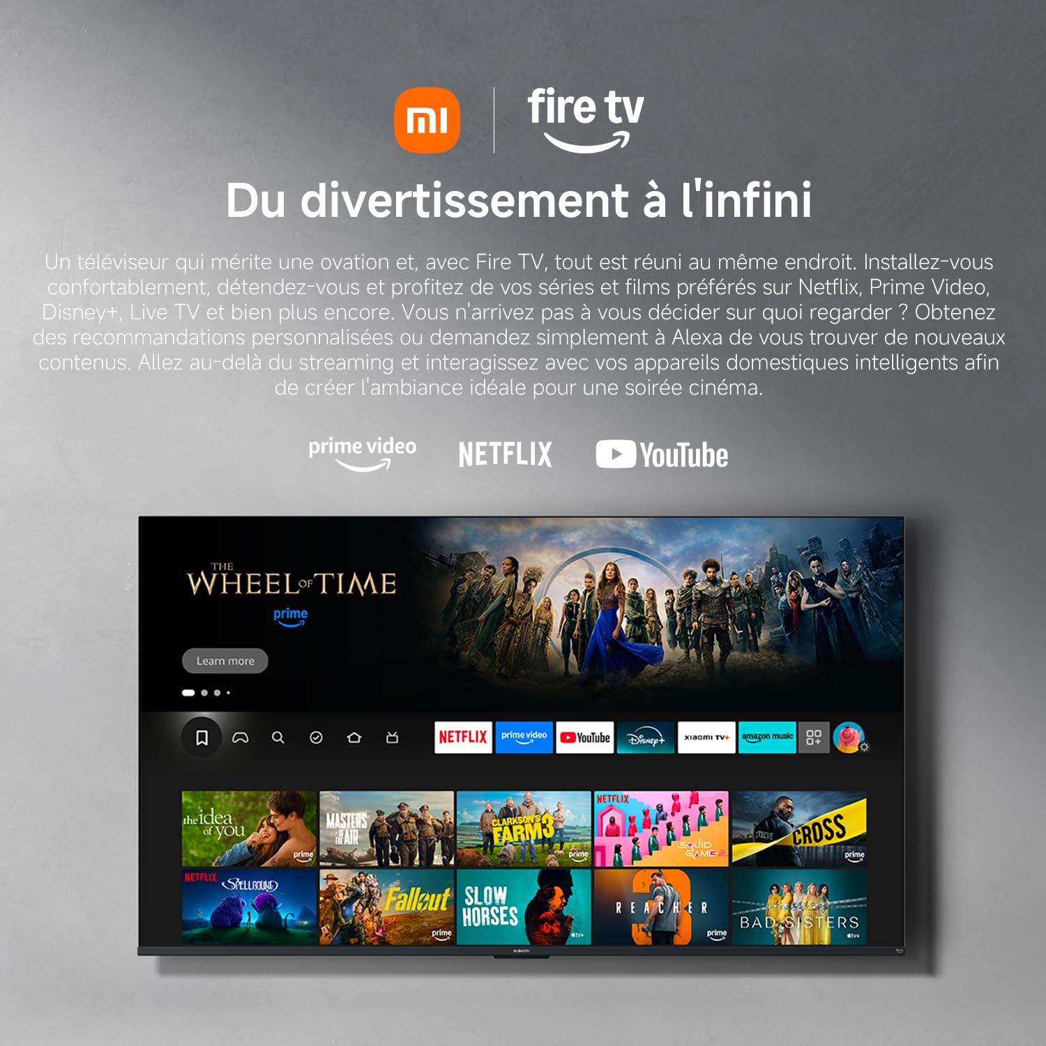 XIAOMI TV F Pro 50, 127 cm (50 Pouces), 4K UHD QLED, Smart TV, Fire TV, Contrôle Vocal Alexa, HDR10, Mode Game Boost 120Hz, MEMC, 2Go+32Go, Compatible