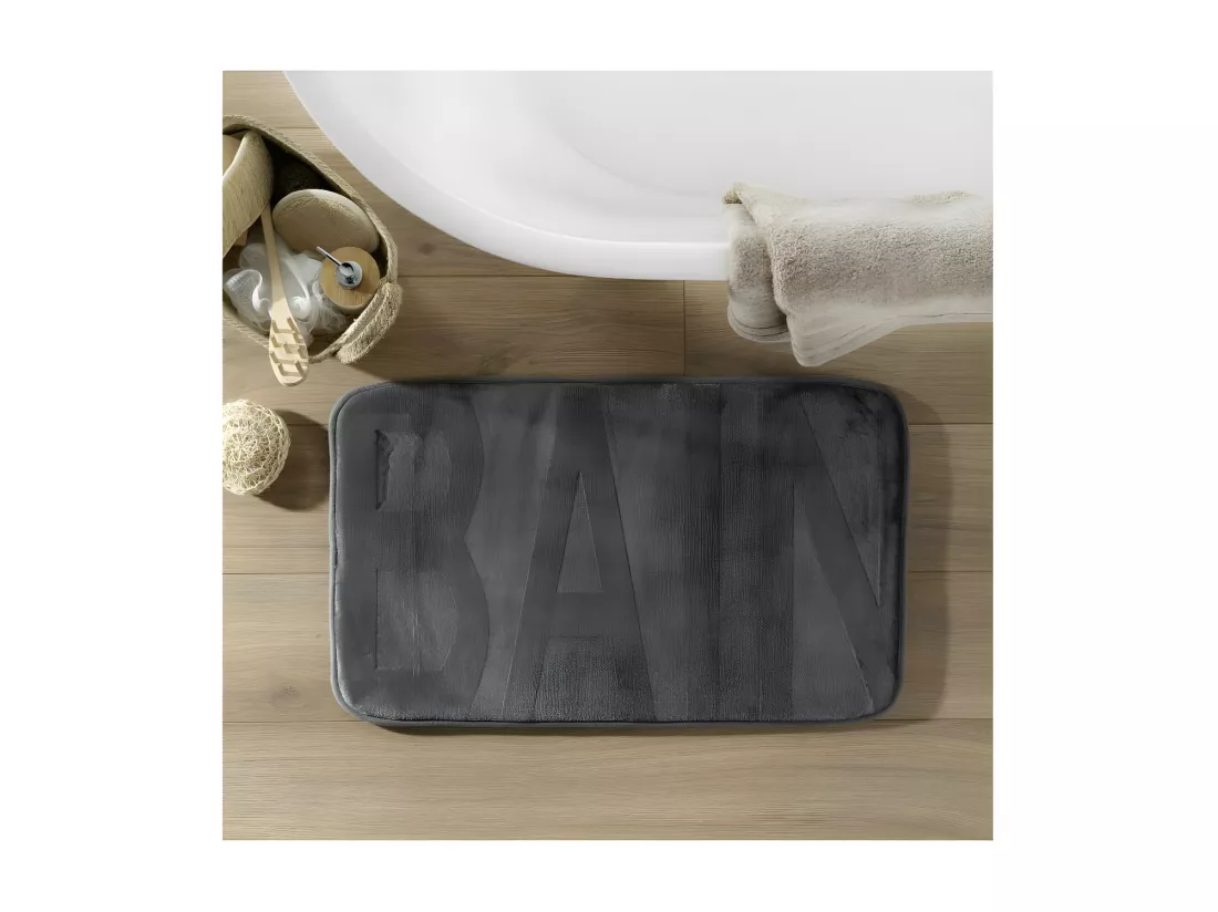 Tapis de Bain 45 x 75 cm Bain Anthracite - Microfibre Relief