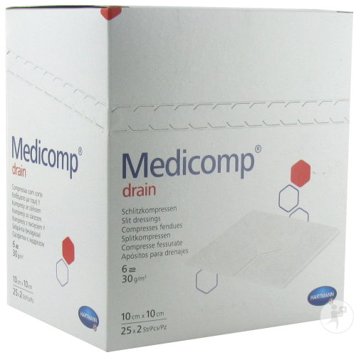 Hartmann Medicomp Drain Compresses Stériles 10x10cm Pièces 25x2 (4215353)