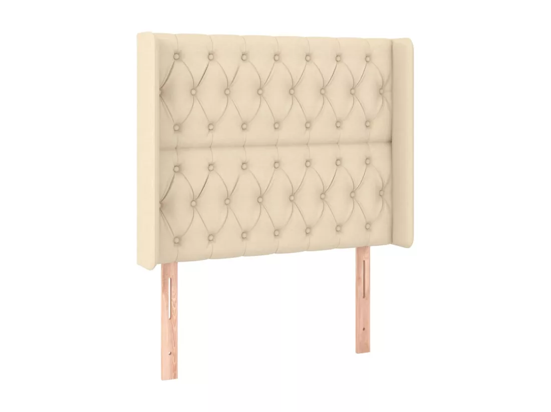 Sommier tapissier avec matelas et LED Crème 90x190 cm Tissu