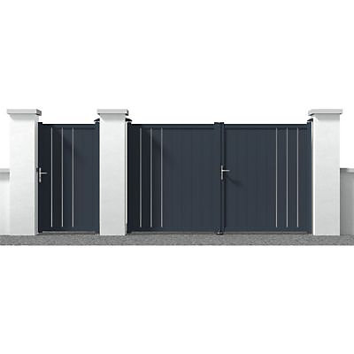 Portail Jardimat aluminium Valois gris 7016 sablé - 300 x h.160 cm