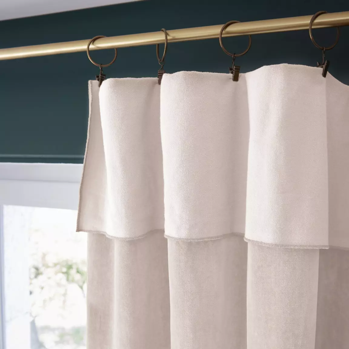 Rideau velours de coton ajustable (140 x max 270 cm) César Beige pampa