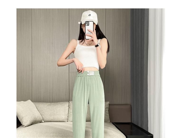 Everose - Elastische taille applicatie taps toelopende broek