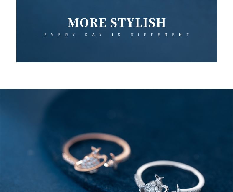 A'ROCH - S925 Sterling Zilveren Planeet Strass Open Ring