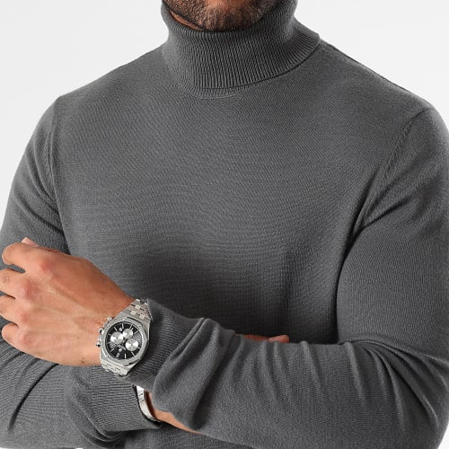 Pull Col Roulé JUM-82 Gris Anthracite Chiné