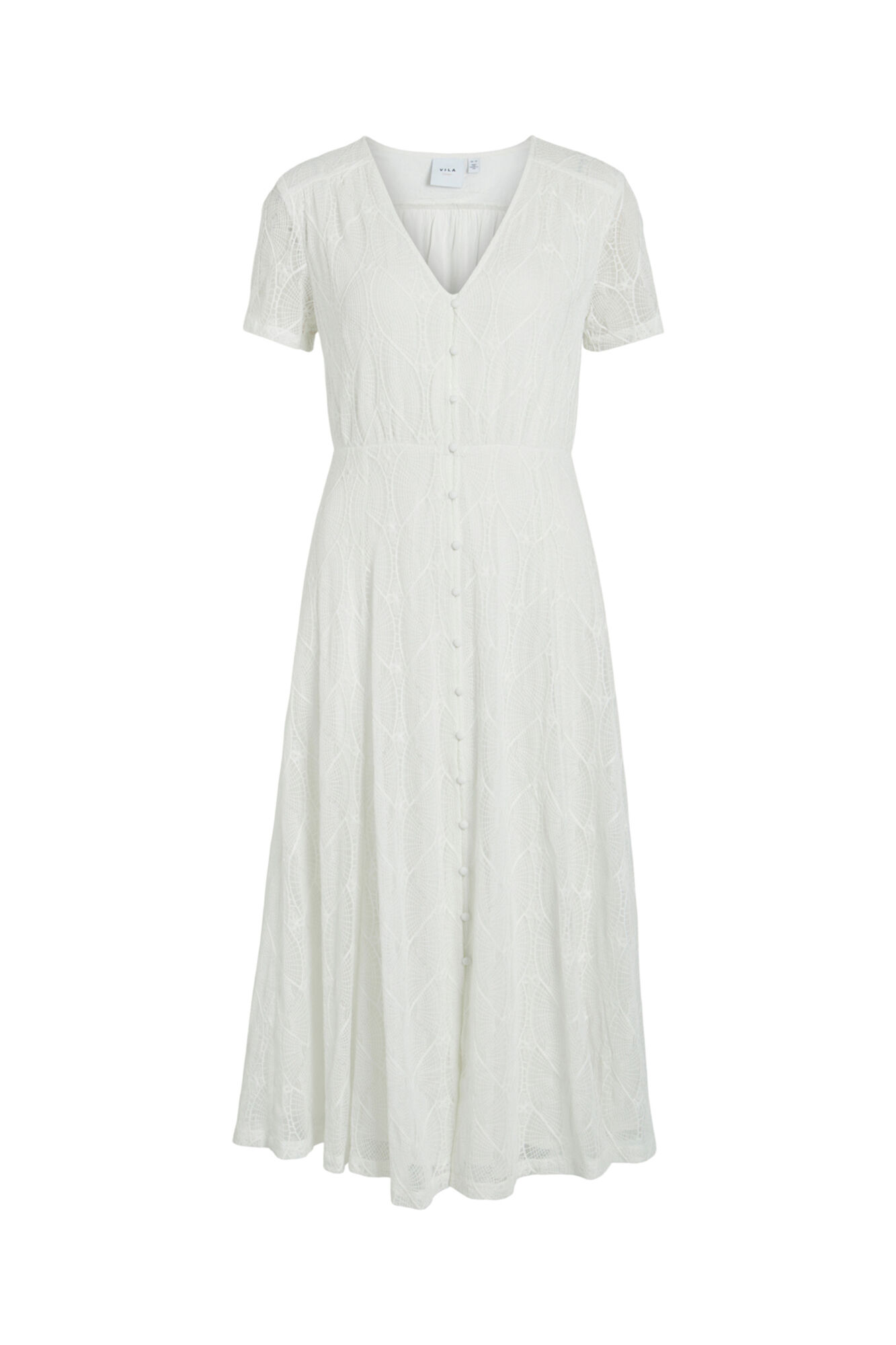 Vestido midi de manga curta - Branco