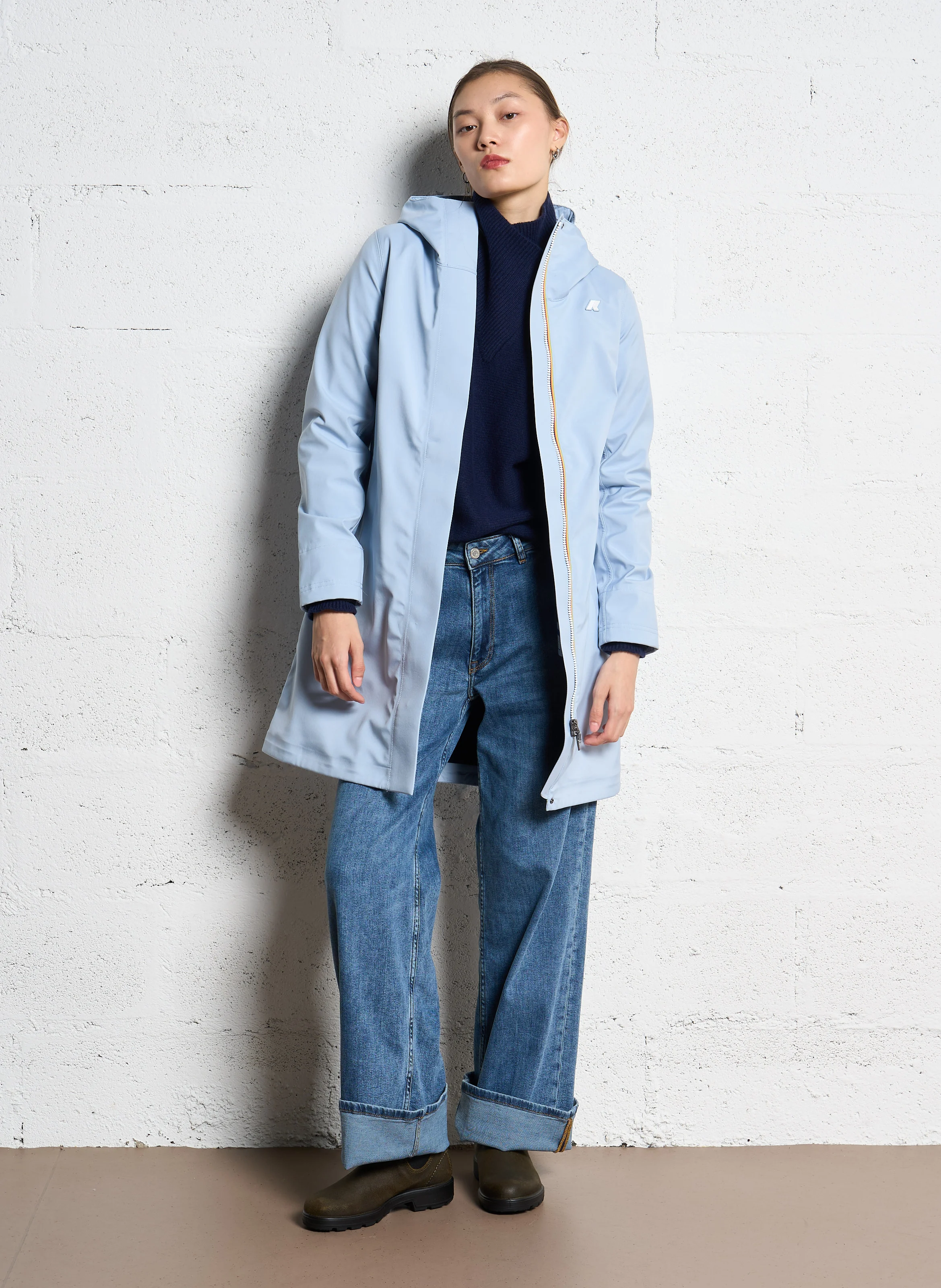 STEPHY BONDED - Imperméable col montant droit | Bleu