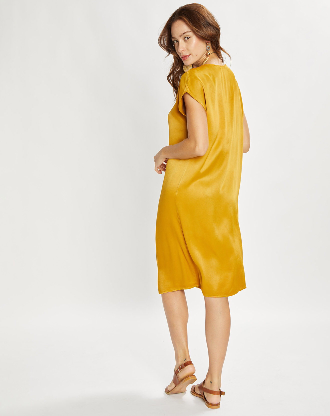 Lauren Vidal Robe satinée Olsen curry