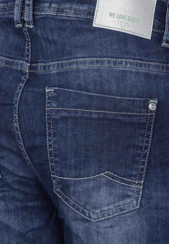 Loose Fit Jeans - mid blue used wash
