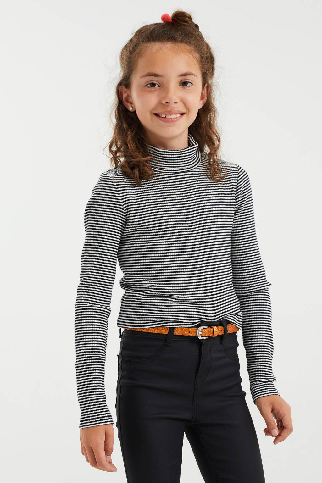 WE Fashion gestreepte top zwart/wit