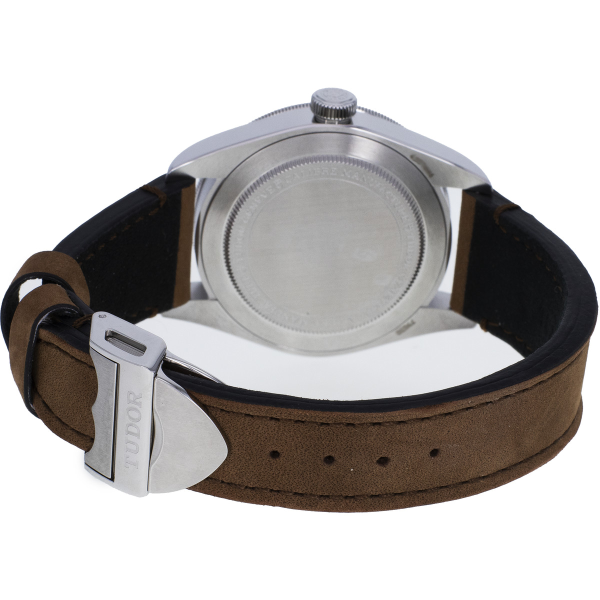 Montre d'occasion Tudor Black homme automatique acier cuir marron