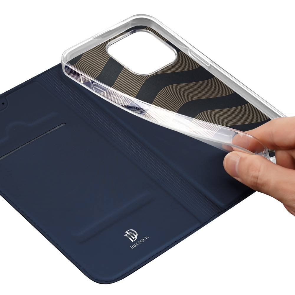iPhone 15 Pro Max Wallet Cover Leder Tasche - Dunkelblau