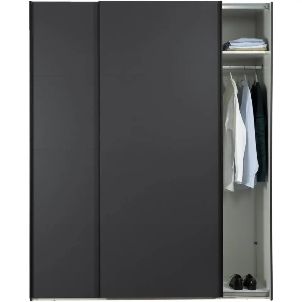 Schuifdeurkast Bergamo - antraciet - 221x178,5x66,6 cm