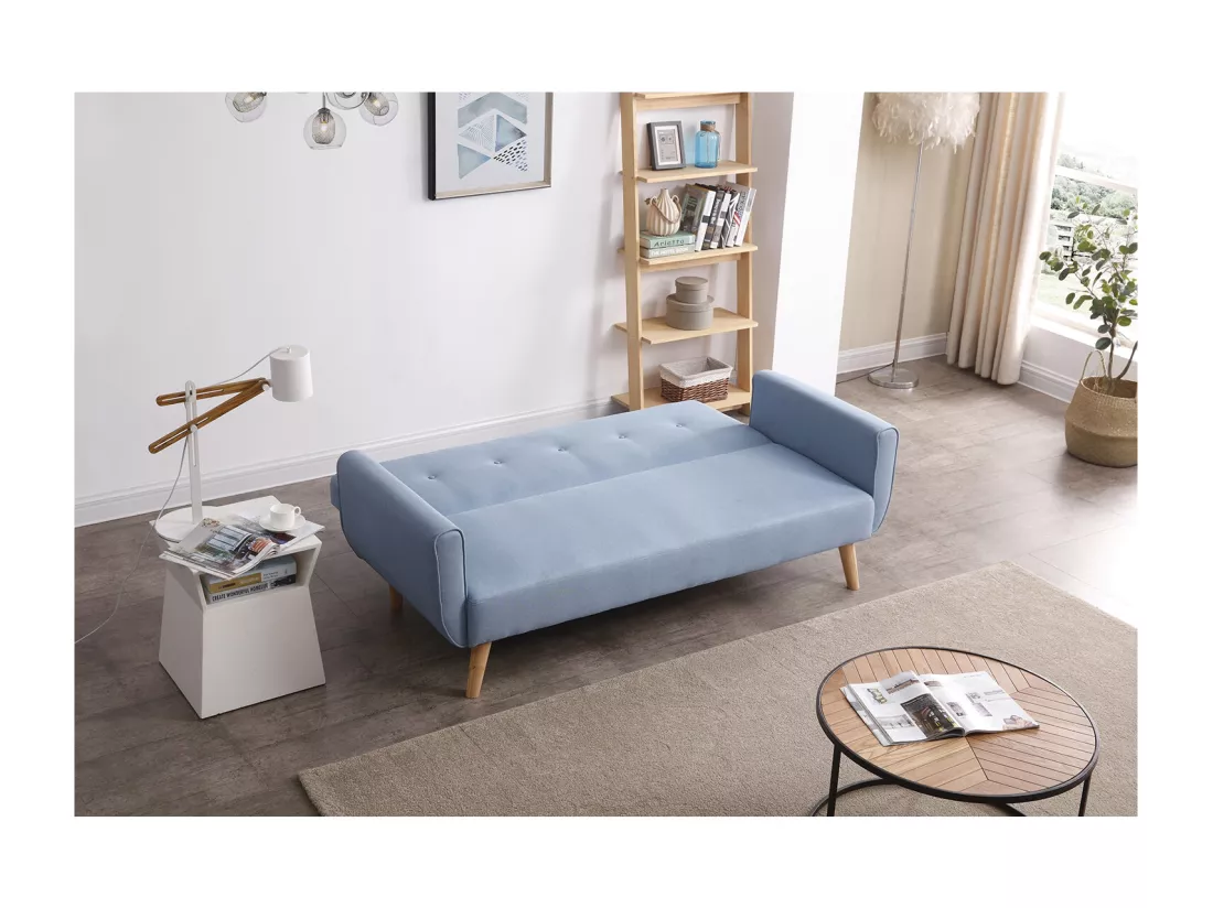Canapé scandinave convertible 3 places bleu BERLIN