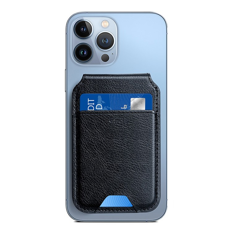HaloLock Magnetische MagSafe iPhone Echtleder Wallet Kreditkarten Halterung   Kickstand Aufsteller - Schwarz