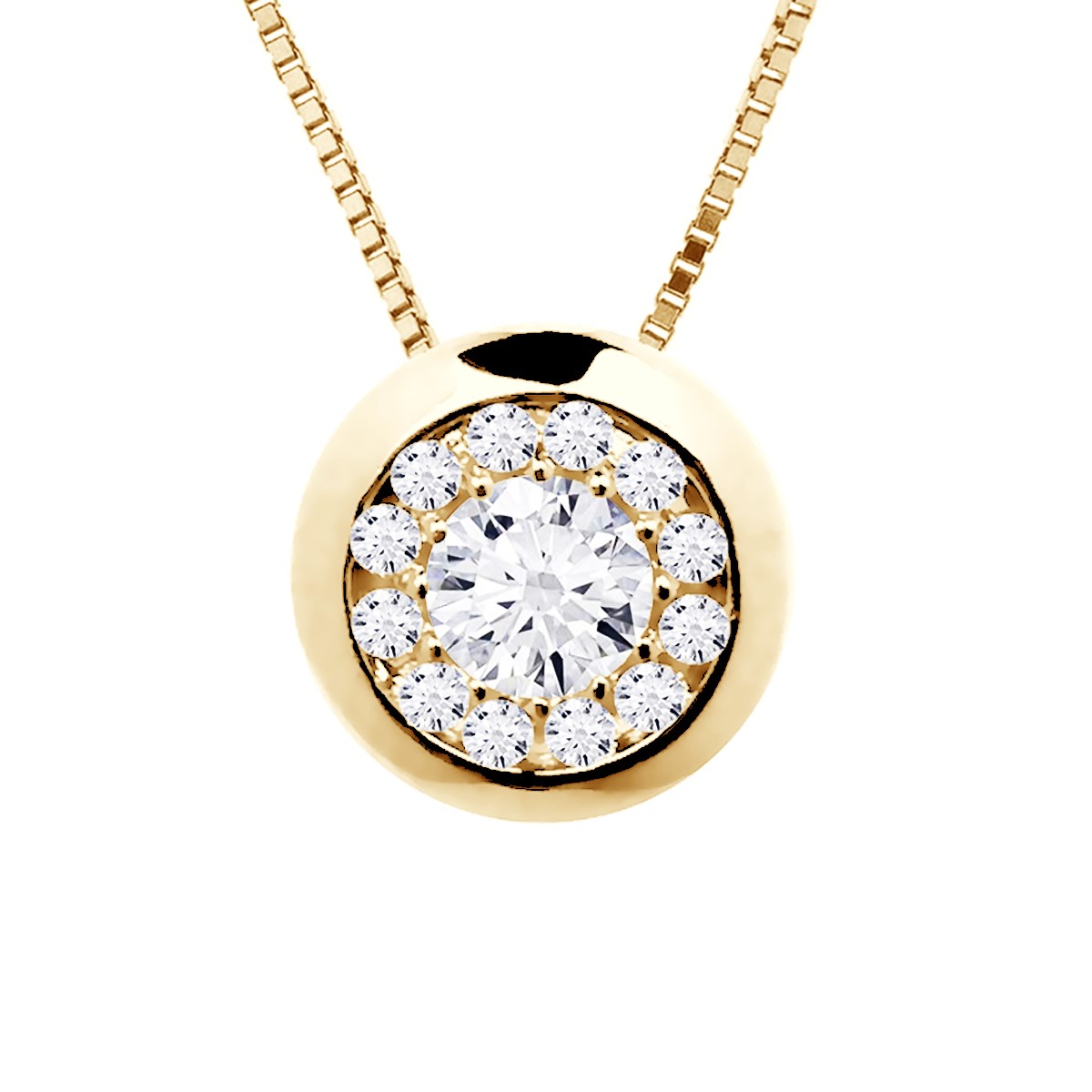 Collier Diamants 0,25 Cts Serti Illusion Or Jaune 18 Carats