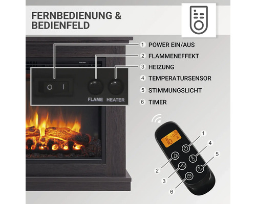 Elektrische haard Balderia Phanos donker eiken 2000 watt