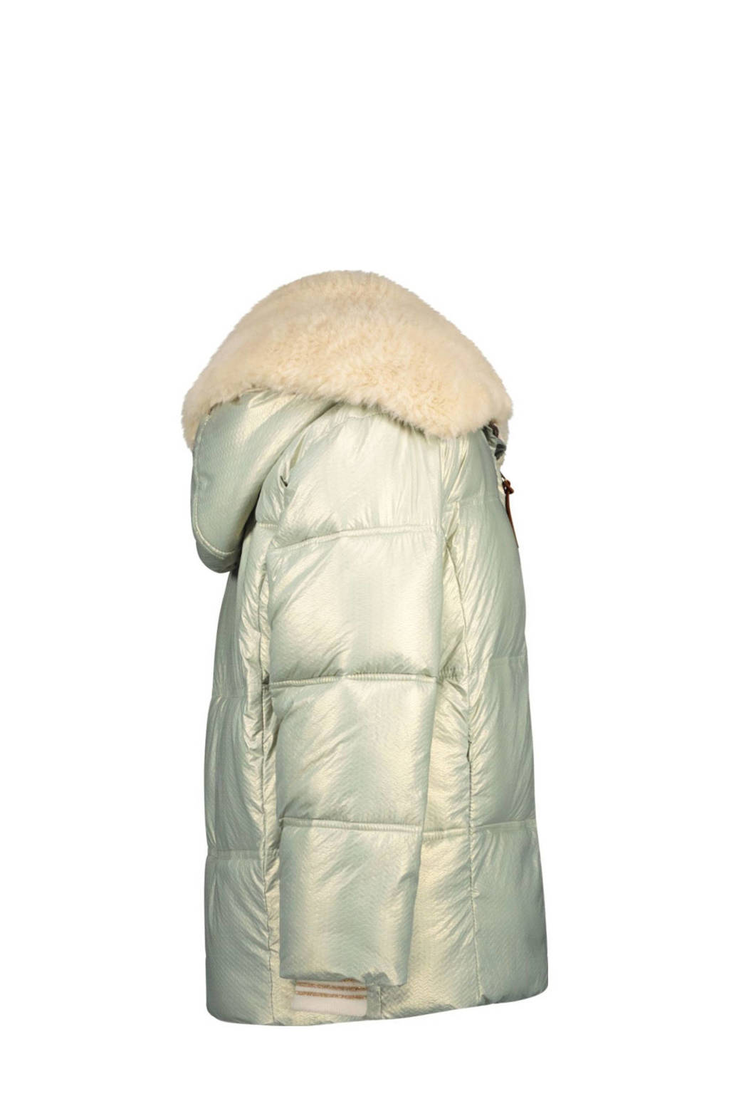 Like Flo quilted gewatteerde winterjas Amaya zachtgroen metallic/beige