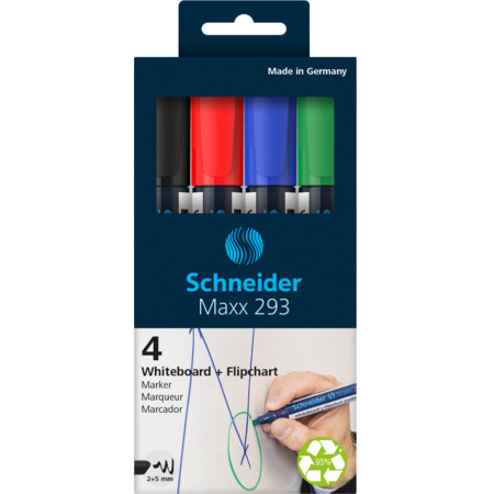 Schneider Maxx 293 4er-Etui Whiteboard- und Flipchart-Marker - 2+5 mm