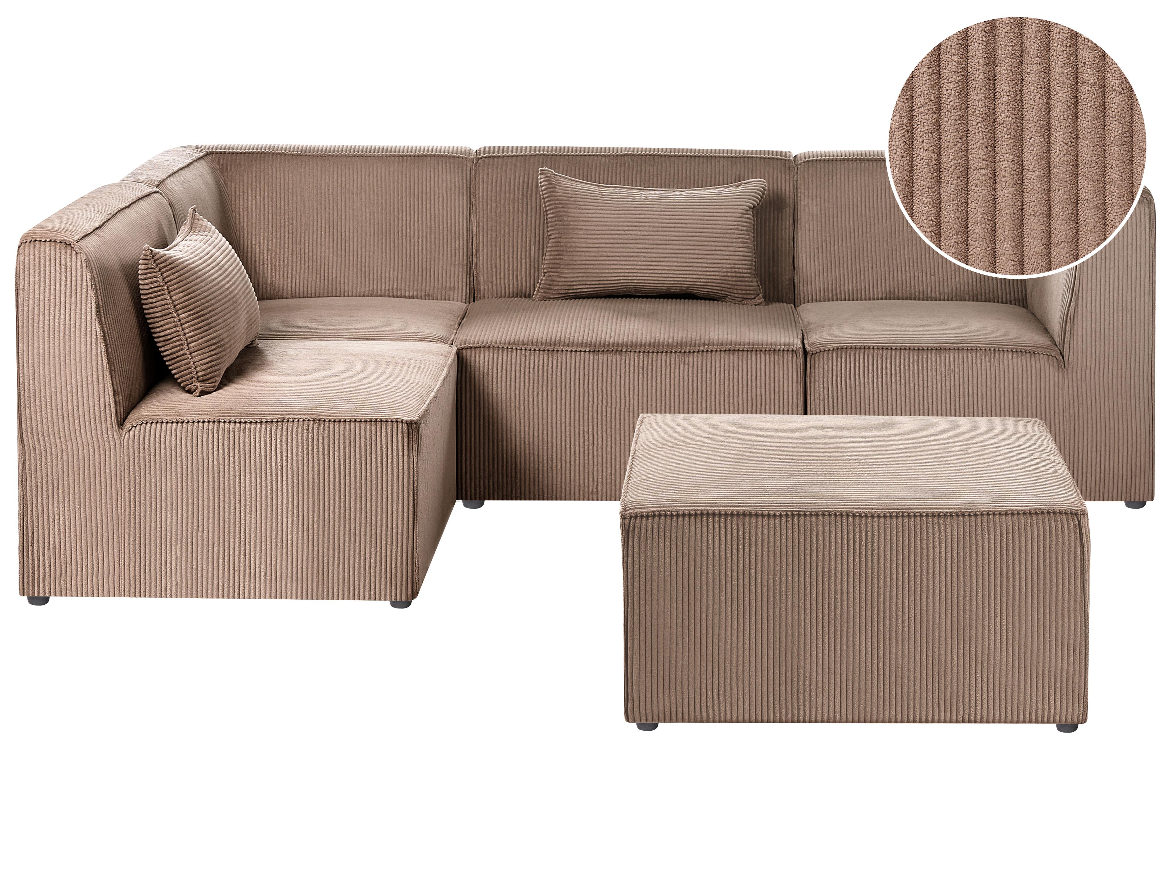 Modulaire hoekbank 4-zits LEMVIG Corduroy Zandbeige rechtszijdig