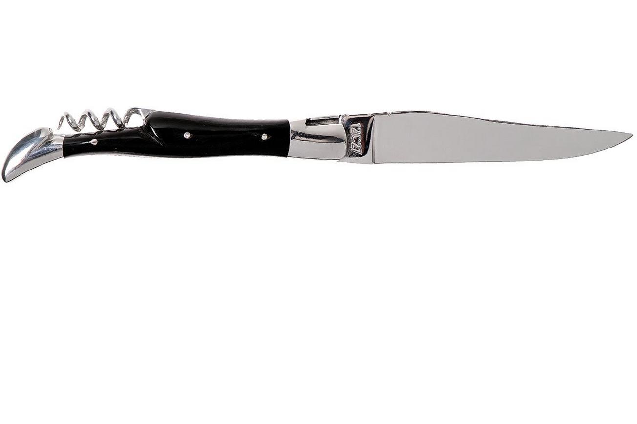 Laguiole en Aubrac 12 cm zakmes met kurkentrekker hoorn, L0312CPI-SSI1