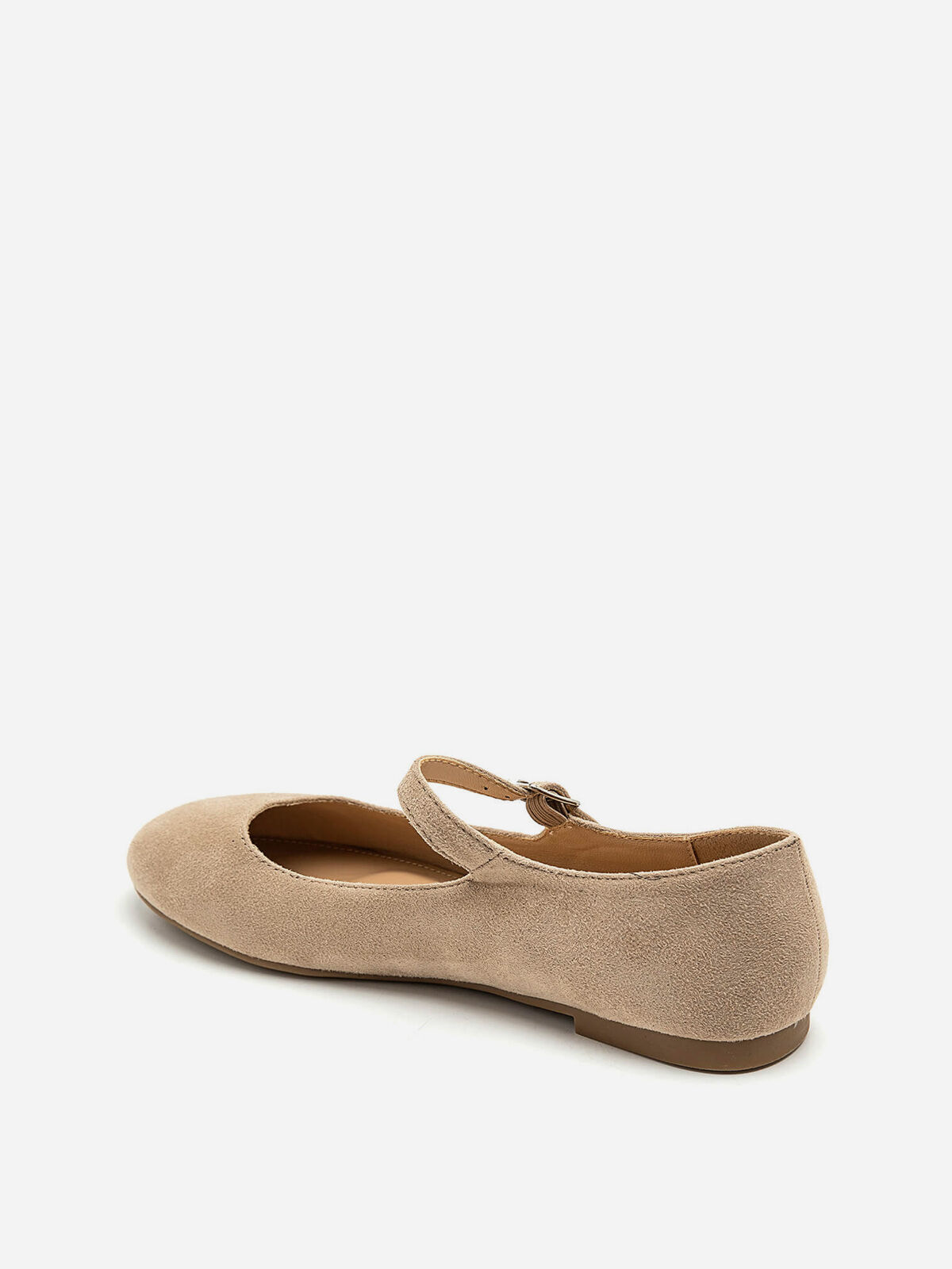 Ballerines en suédine à bride- Taupe