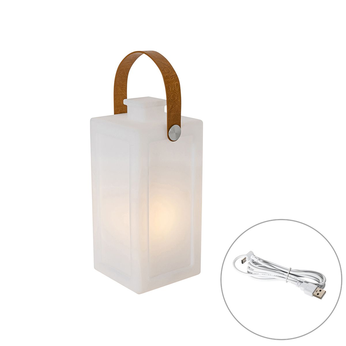 Moderne tafellamp wit flame effect oplaadbaar IP44 - Stard