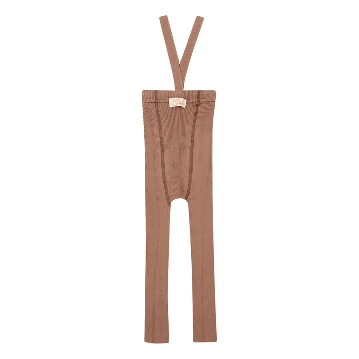 Silly Silas Collants à Bretelles Coton Bio Sans Pieds | Noisette