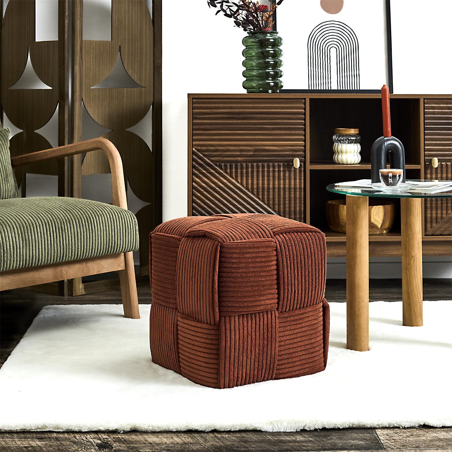 SCOTT POUF COTELE TRESSE TERRACOTTA