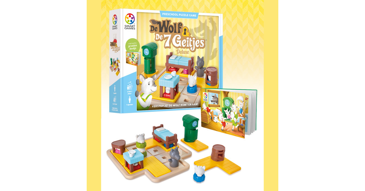 SmartGamesDe Wolf & De 7 Geitjes + Cats & Boxes Bundel Denkspel  (Nederlands, 1 speler, Vanaf 3 en 7 jaar, 48 + 60 opdrachten)