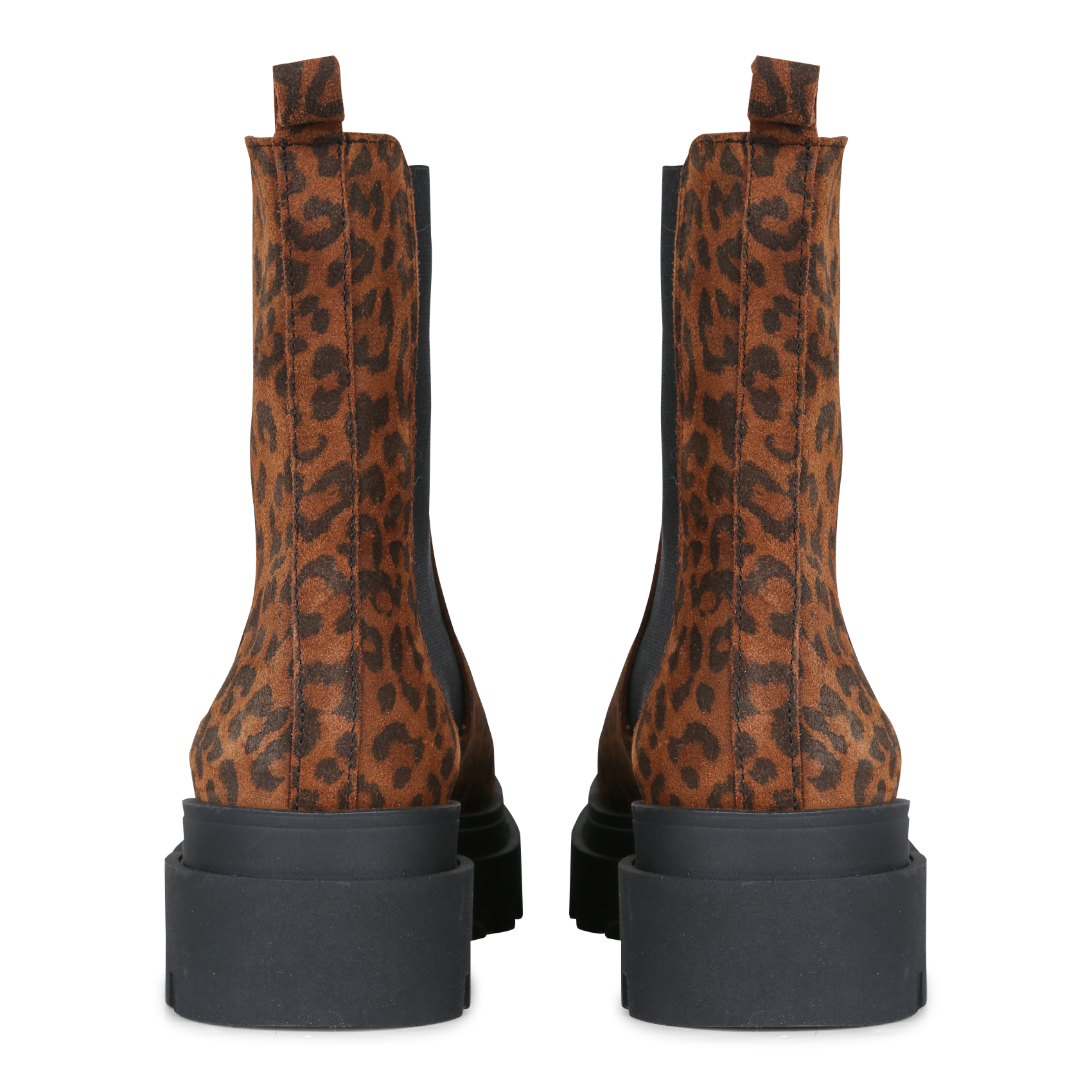 Bottines en cuir velours imprimé | Marron