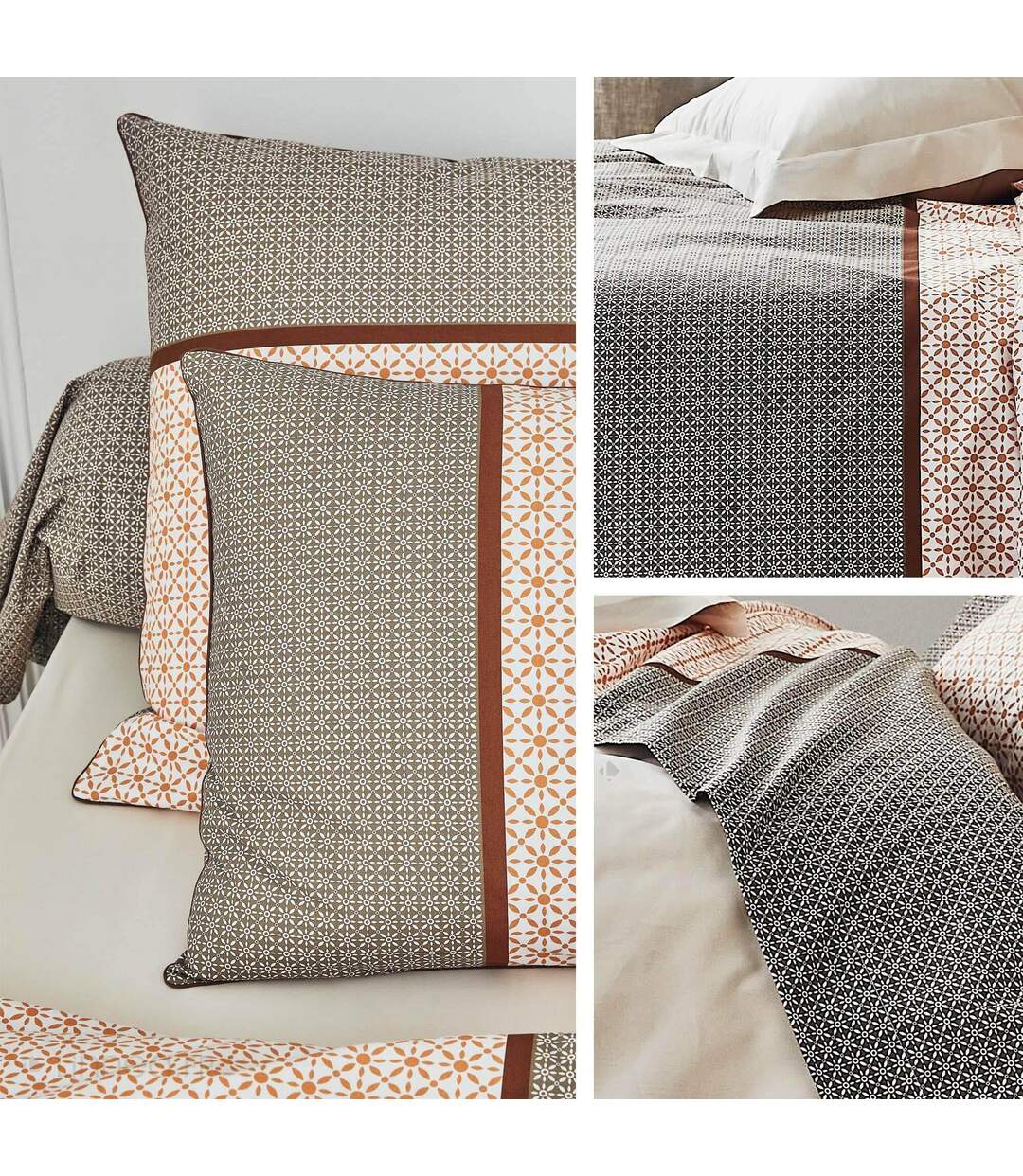 Drap plat 280x310 cm percale coton GABIN marron