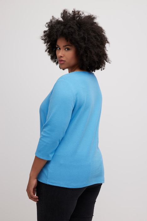 Shirt, Quernaht, Classic, Carrée-Ausschnitt, 3/4-Arm