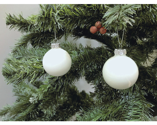 Glazen kerstboomballen Lafiora Ø 6 cm wit 54 st.