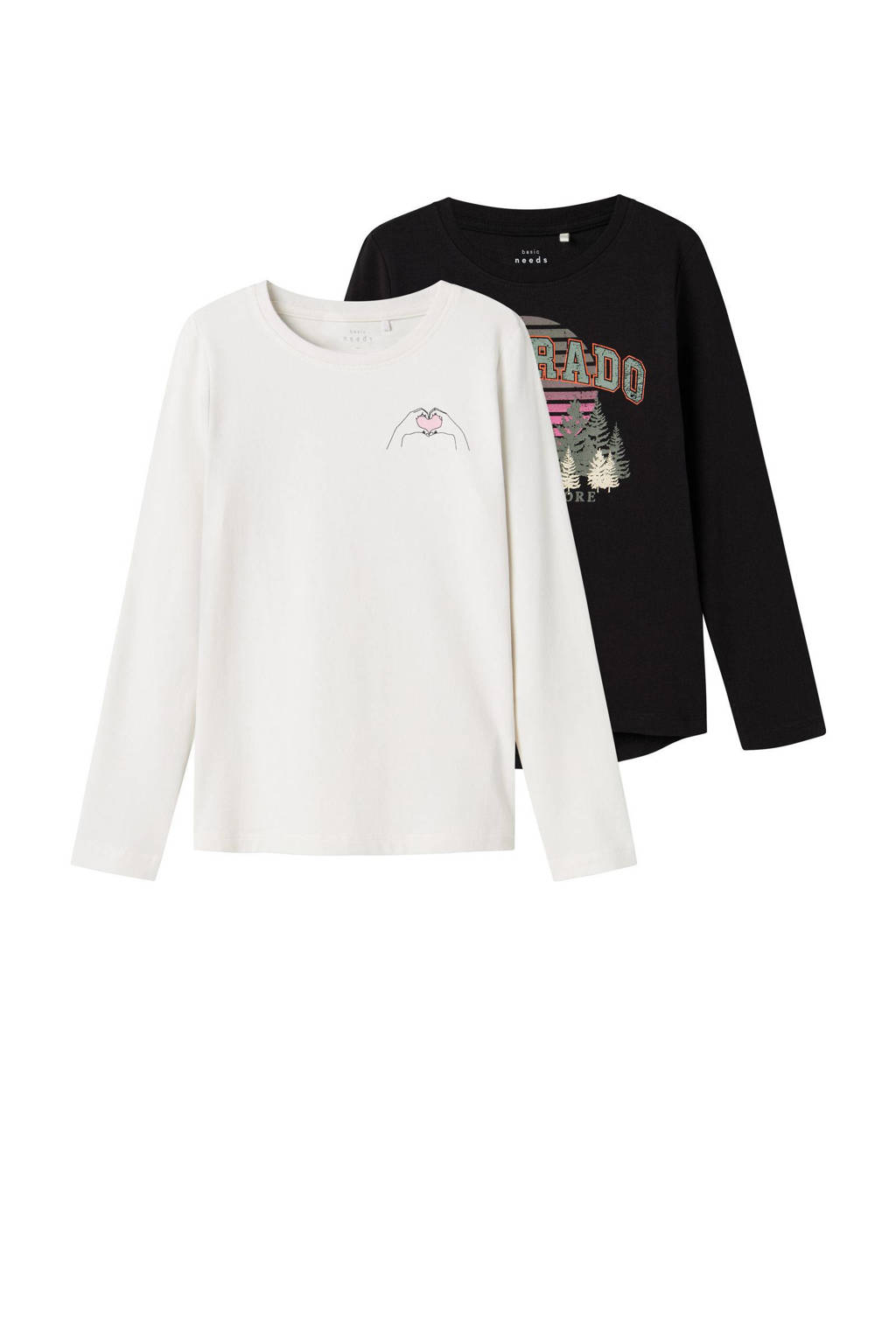 NAME IT longsleeve NKFVIX- set van 2 ecru/zwart