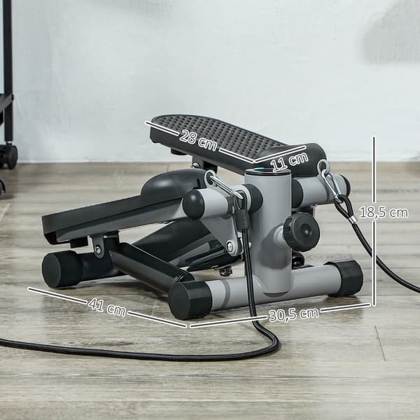 2 i 1 mini stepper for hjemmet med krafttau, opp-ned sving-stepper med LCD-skjerm, stepper hjemmetrener opptil 100 kg for bein-/armtrening, hjemmekont