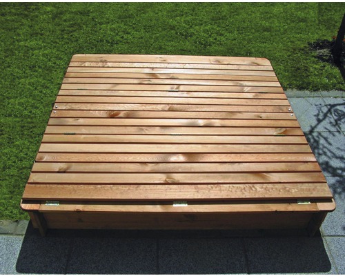 Donald 120 zandbak met scharnierend deksel, hout, 120 x 120 x 24 cm, bruin