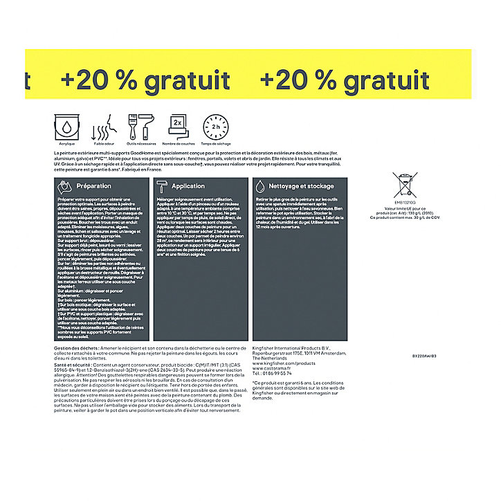 Peinture extérieure multi-supports GoodHome Tulsa gris RAL 7046 2L + 20% gratuit