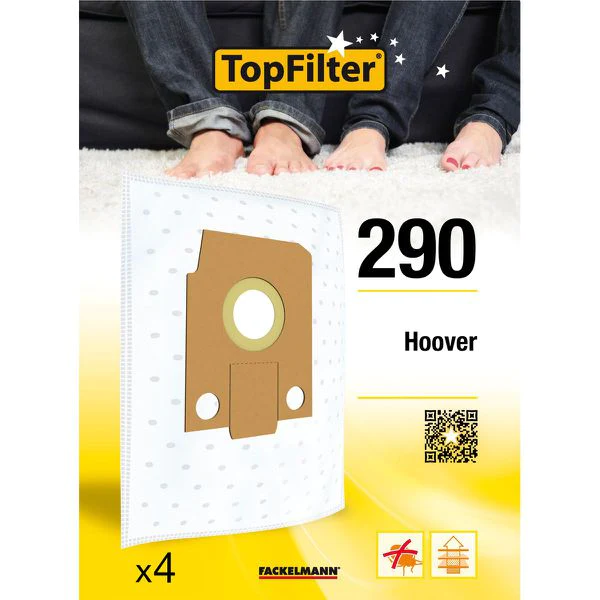 Lot de 4 sacs aspirateur Hoover Alpina Premium TopFilter