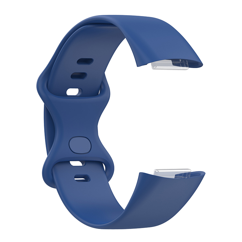 (Gr. S) Fitbit Charge 6 / 5 Silikon Armband (Gelenkumfang 156 - 198mm) - Dunkelblau