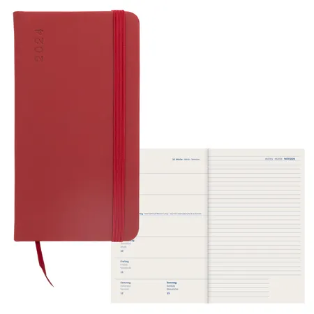 Idena Agenda 2024 slim, dunkelrot FSC-Mix