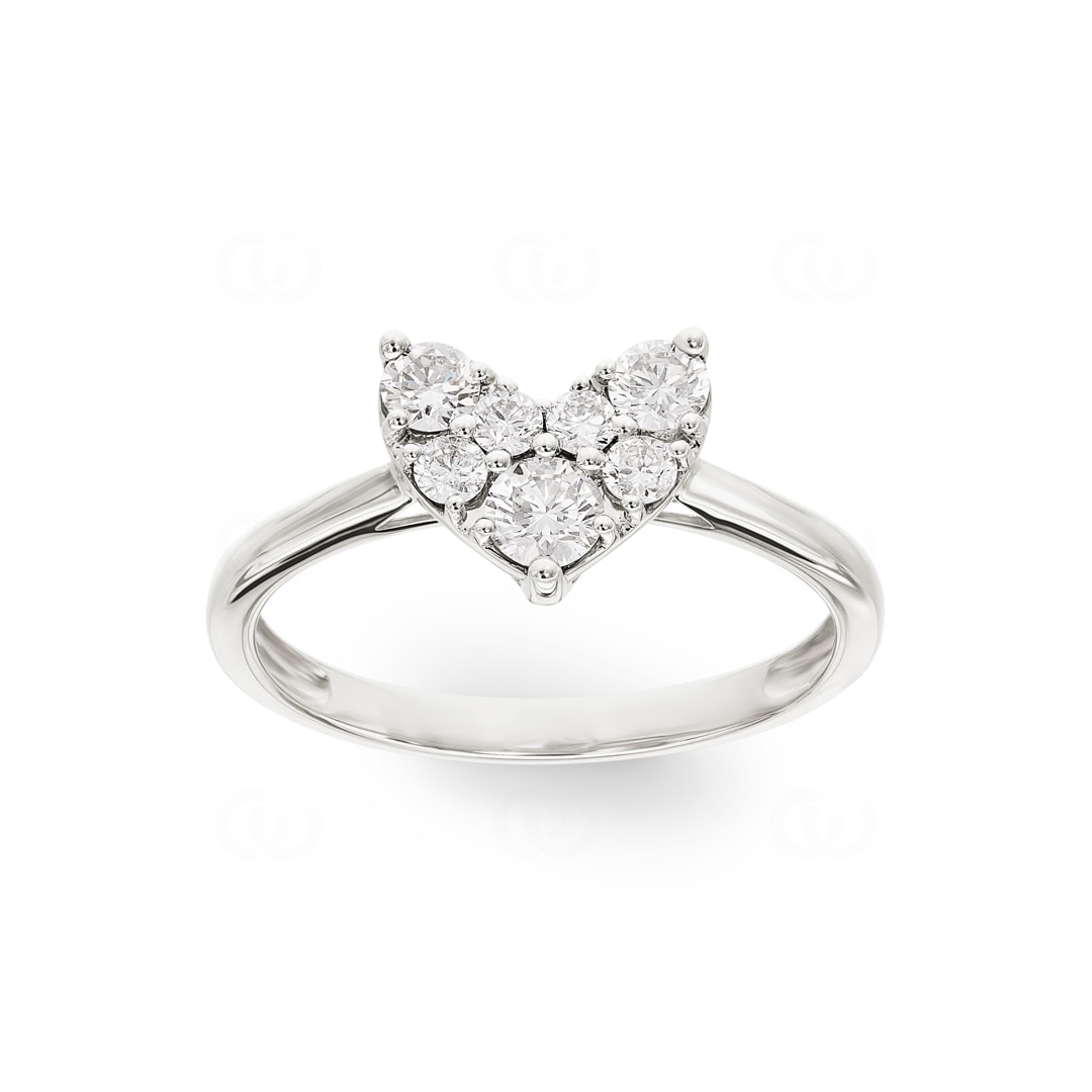 Ring 750/18 K Weissgold Herz mit Diamanten 0.51 ct H/si